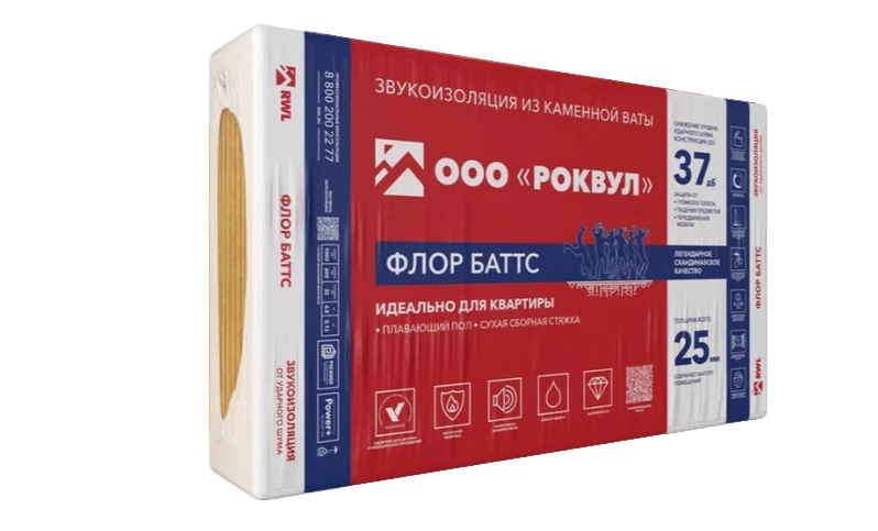 Роквул Флор Баттс 25х600х1000 мм 4.8м2